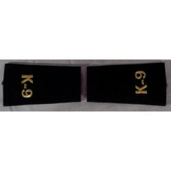 K-9 GOLD on Black Epaulet Shoulder Boards USA MADE